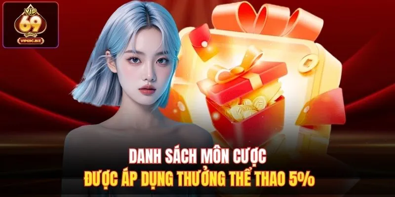 Danh sách môn cược được áp dụng thưởng thể thao 5%